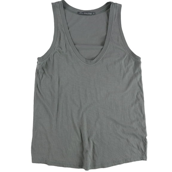 TRULY MADLY DEEPLY Womens Scoop Neck Tank Top, Grey, Large