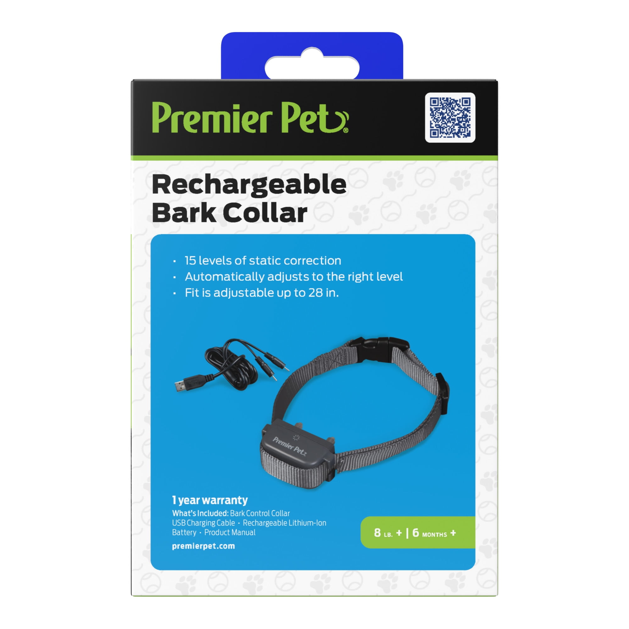 Premier Pet Bark Collar Rechargeable Adjustable Waterproof Static Correction for All Dogs Walmart