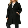 thumbnail image 5 of Agnes Orinda Women's Plus Size Coat Notched Lapel Single Breasted Long Winter Outerwear Coats with Pockets 2X Black, 5 of 9
