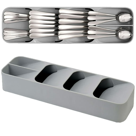 Musement Drawer Cutlery Organizer Tray Kitchen Storage Holder Rack for Cutlery Silverware - Gray, Multi-Purpose Kitchen Storage and Organization Solution