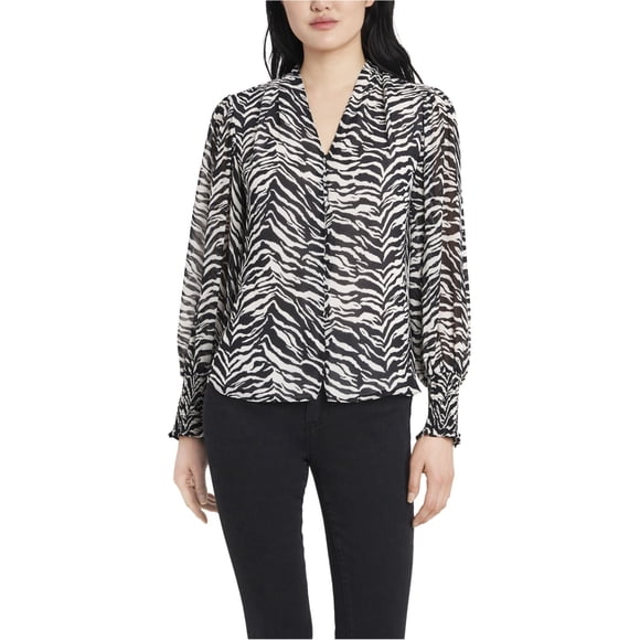 Vince Camuto Womens Zebra Print Button Up Shirt, ltpasgry, XS