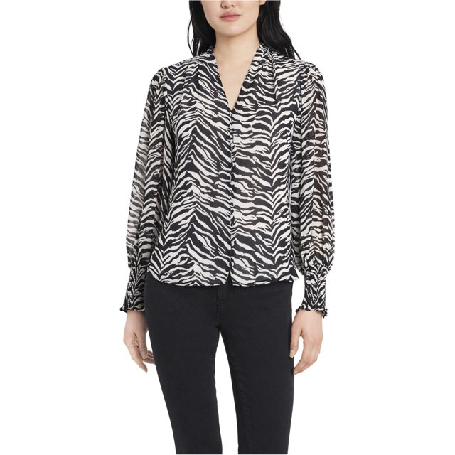 Vince Camuto Womens Zebra Print Button Up Shirt, ltpasgry, XS