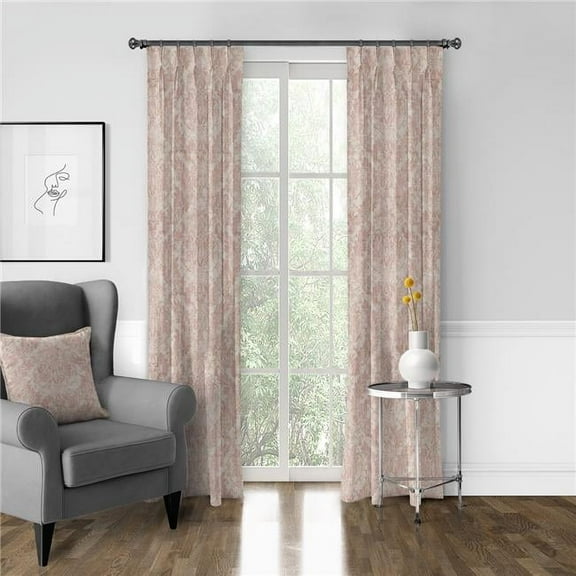 Damaskus Linen Pinch Pleat Drapery Panel, Blush - 40 x 96 in. - Pack of 2
