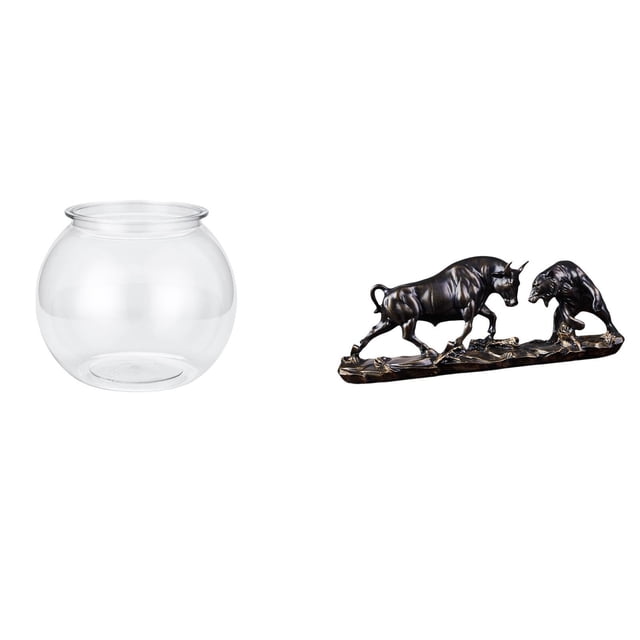 Acuario de escritorio,Pecera pequeña transparente,pecera,jarrón,mesa,Estatua de escritorio,Figura decorativa de pelea de toros y osos,Colecciones de esculturas de toros,artesanía de