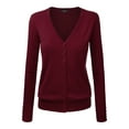 thumbnail image 1 of Made by Johnny Women's Keep It Classic V Neck Cardigan M WINE, 1 of 6