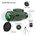 thumbnail image 2 of 12X50 Monocular Outdoor Camping Travel Hunting HDTelescope With Tripod MobilePhone Holder Watching Bird ,Easy Adjustment, 2 of 6