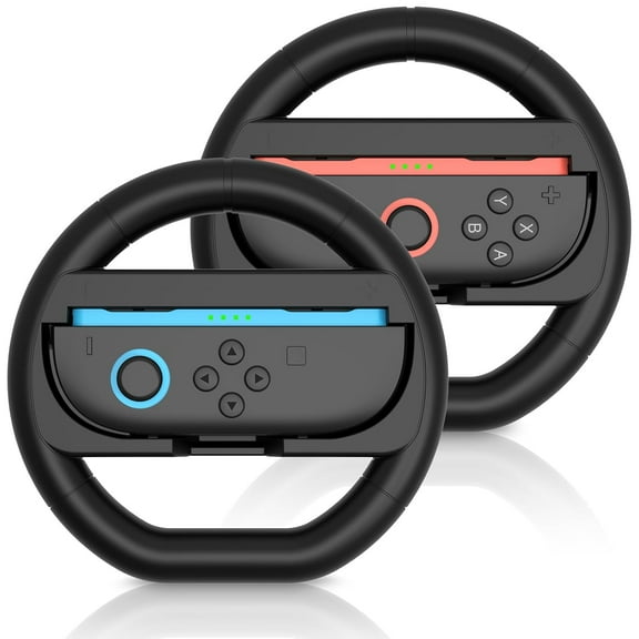 2 Pack Switch Steering Wheel for Switch 2 Joy-Cons (2025), Racing Wheel Accessories Compatible with Kart, Ergonomic Design Grip for NS2 Controllers (Black)