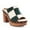 Green White, variant on Women Clog Mules Open Toe Multicolor Patchwork Platform Block Heels Rivets Studs Slip-ons Retro Shoes Size 7 Green White