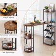 thumbnail image 4 of Dining Table, Bar Table with Bottle Holder And Glass Holder, Multifunctional High Bar Table with Side Storage, Can Hold 8 Bottles Of Wine And 9 Glasses (Rustic Brown,53.3"W X 15.75"D X 36.4"H), 4 of 9