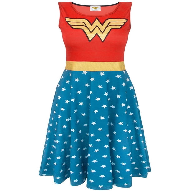 Wonder Woman - Vestido de Disfraz para Mujer (Rojo, Azul)
