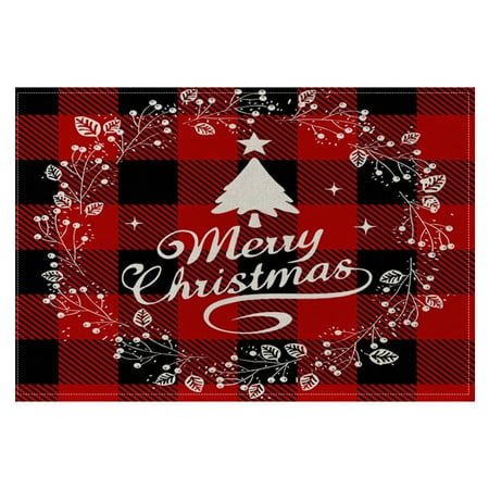 

Farfi Table Mat Xmas Element Non-slip Flax Merry Christmas Bowl Cup Mug Plate Dish Heat Insulation Pad for Restaurant (Type N)