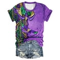 thumbnail image 2 of BOOMILK Mardi Gras T Shirts for Women Trendy Print Crew Neck Tunics Loose Short Sleeve Summer Graphic Tees Plus Size, 2 of 3