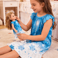 thumbnail image 3 of Girls Princess Nightgown Set with Matching Doll Pajamas | Flutter Sleeve Sleep Dress Cartoon Snow for Kids 3-10Y | Cute Birthday Gift & Daily Wear, 3 of 6