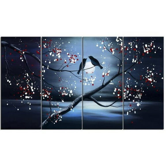 Design Art Together Forever - Love Birds 4 Piece Painting Print on Wrapped Canvas Set