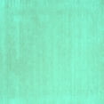 thumbnail image 1 of Ahgly Company Machine Washable Indoor Square Solid Turquoise Blue Modern Area Rugs, 4' Square, 1 of 4
