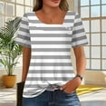 thumbnail image 2 of Enjoytime Womens Summer Tops Striped Short Sleeve Plus Size Shirts Fashion Loose Business Casual Work Blouse, 2 of 7