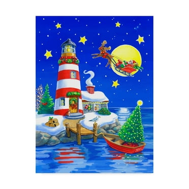 Trademark Fine Art 'Striped Lighthouse' Canvas Art by Geraldine Aikman