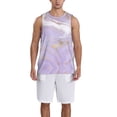 thumbnail image 4 of Easygdp Lavender Glitter Foil Stripes Men's Mesh Basketball Jersey Quick Drying Sleeveless Shirts Fitted Muscle Tank Tops Sport Round Neck T-Shirt - X-Large, 4 of 9