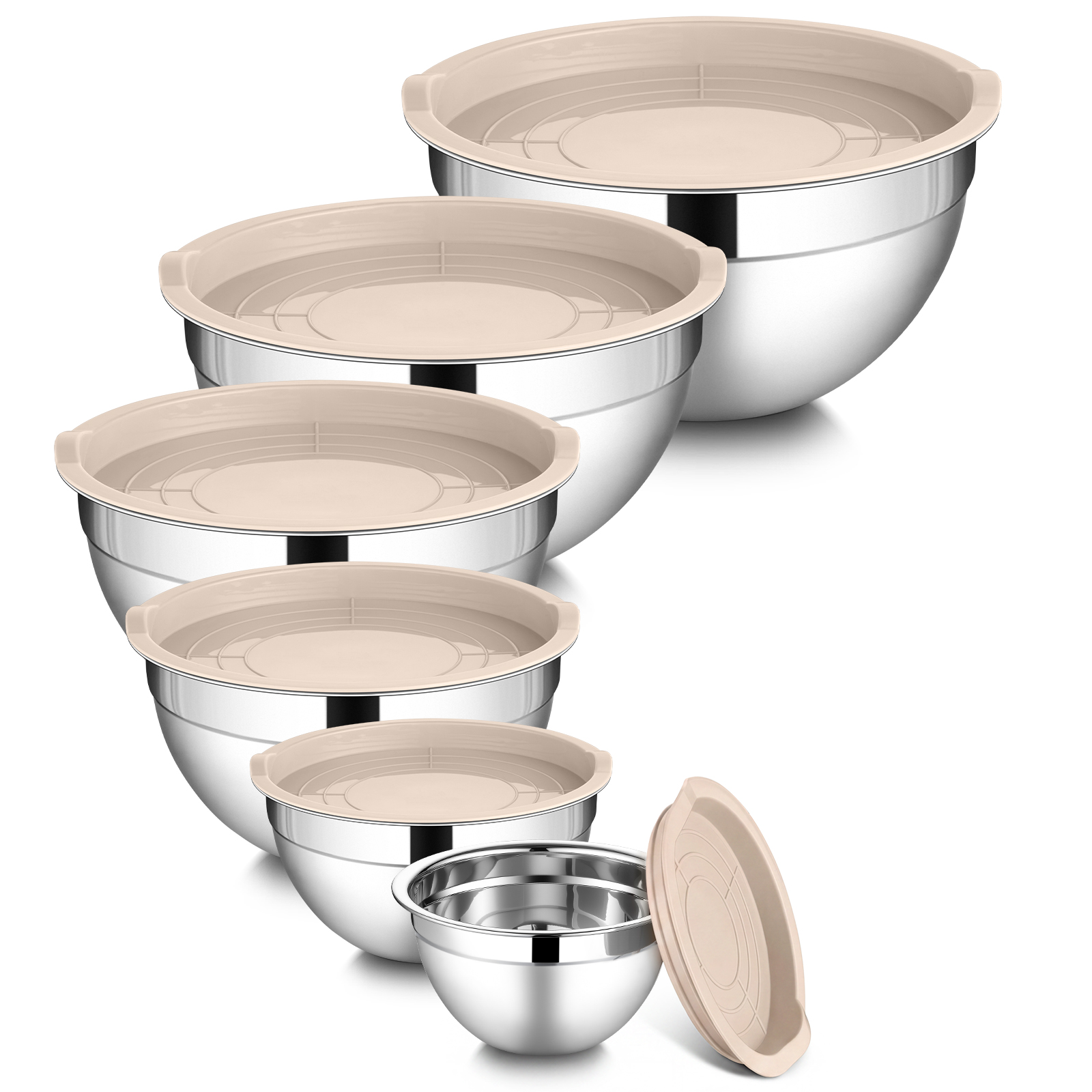 Walchoice 6-Piece Stainless Steel Mixing Bowl Set with Lids