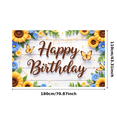 thumbnail image 3 of Floral Design Happy Birthday Banner Decorative Sunflower Butterfly Backdrop for Celebration Spring Party Outdoor Event, 3 of 8