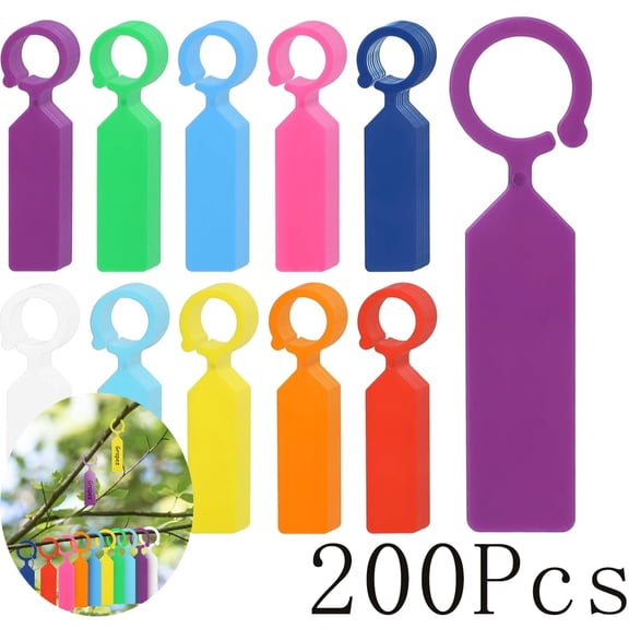 Garden Plant Labels,Tutuviw 200 Pcs Plastic Ring Type Plant Tags,Colorful Plastic Plant Hook and Tree TagsWaterproof Garden Signs,Ring Tag Hanging Plant Labels for Outdoor Garden Plants Markers