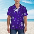 thumbnail image 4 of Balery Dark Purple Snowflakes Print Men's Hawaiian Shirts Short Sleeve Beach Shirt Relaxed Fit Vacation Button Down Shirts-Small, 4 of 9