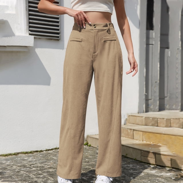 TaTaai Women's Solid Color Corduroy Sweatpants Elastic Waist Long Trousers with Pockets Casual Loose Sport Pants for Daily Outdoor Wear Gift