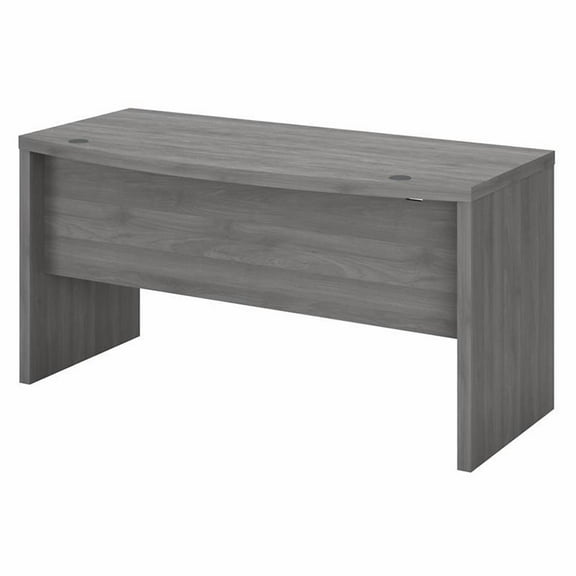 Pemberly Row 60W Bow Front Desk in Modern Gray - Engineered Wood