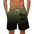 thumbnail image 2 of YHAJDS Mens Swim Trunks Print Gradient Palm Tree Pocket Elastic Drawstring Waist Beach Shorts, 2 of 5