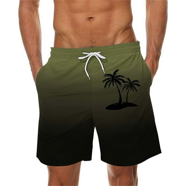 Sentmoon Mens Athletic Shorts Summer Palm Tree Print Drawstring High Waist Quick Dry Running Shorts with Pockets Loose Wide Leg Swimsuit Trendy Dad for Sports Wear Green XXXXXL