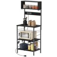 thumbnail image 1 of Black Baker's Rack with Power Outlet & USB Ports - Kitchen Microwave Shelf with Hooks - 60.2" Tall Storage Unit for Living Room, Dining Area, 1 of 7