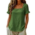 thumbnail image 5 of Tqcoqu Womens Summer Peplum Tops,Sqaure Neck Ruffle Sleeve Blouses Fit Flowy Shirts,Green Women's S-XXXL, 5 of 7