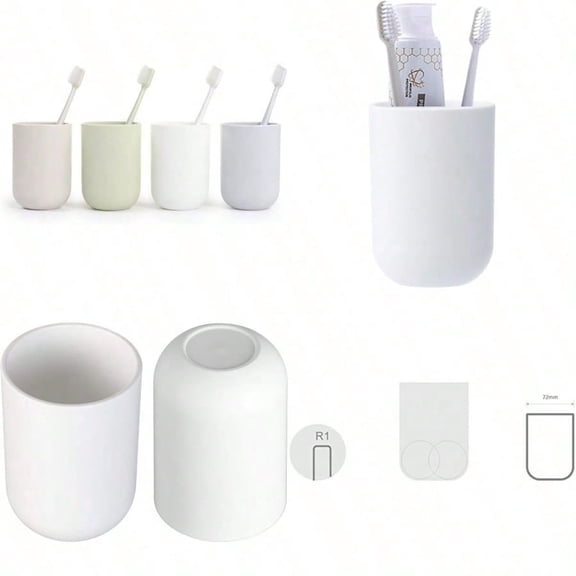 Toothbrush Cup Bathroom Cup Toothbrush Holder Bathroom Tumbler Plastic 350ml White