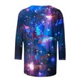 thumbnail image 6 of ZQGJB Cute Butterfly Print Shirts for Women Dressy Casual 3/4 Lenght Sleeve Round Neck Graphic T-Shitrs Top Loose Fit Comfy Tunic Tees Blouse Multicolor#12 XL, 6 of 6