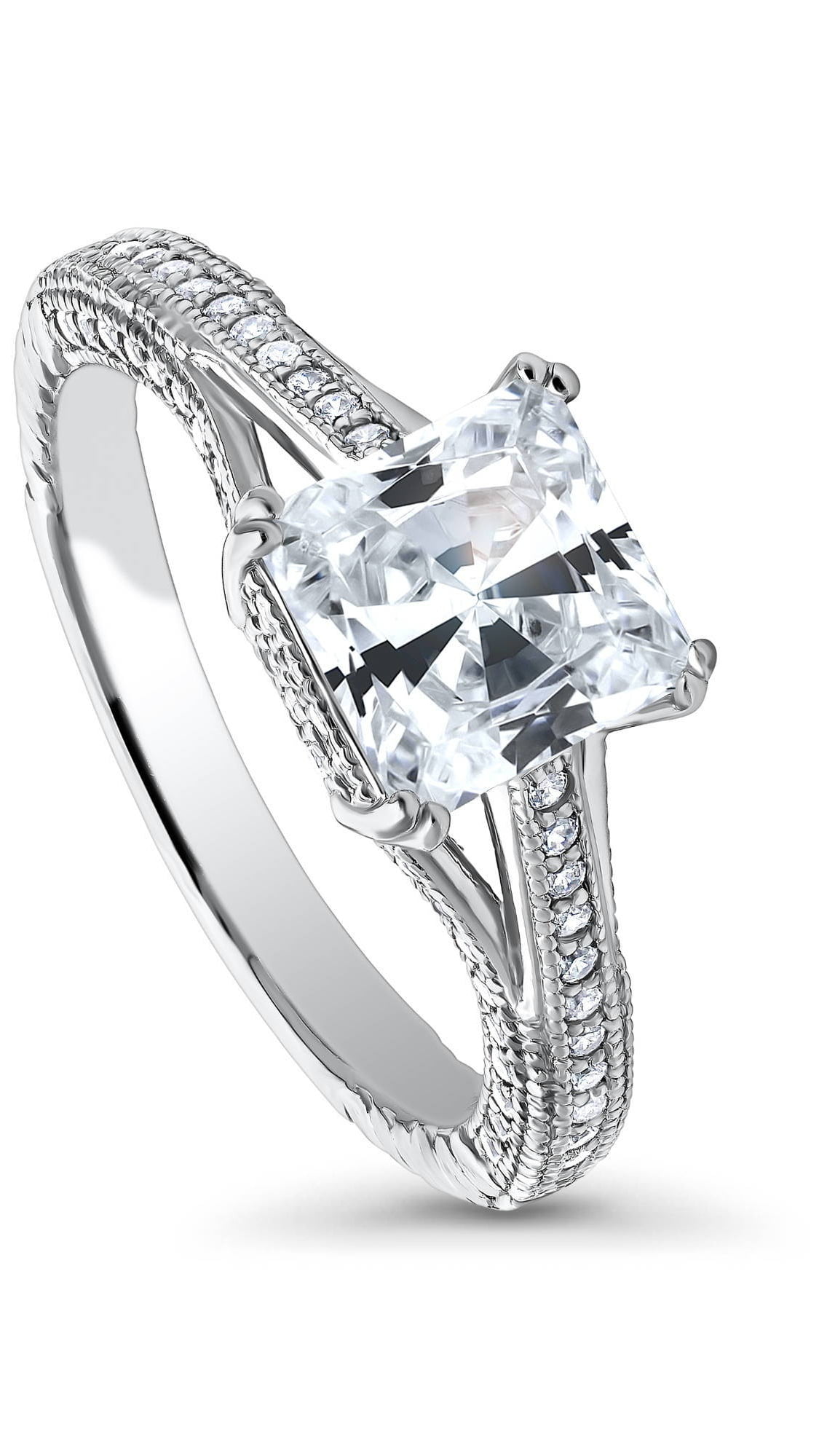Princess Kylie Clear Cubic Zirconia Crescenet Moon and Star Ring Sterling Silver