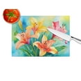 thumbnail image 4 of Lilies in Watercolor Glass Cutting Board Large 12 in x 15 in, 4 of 5