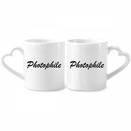

Stylish Word Photophile Couple Porcelain Mug Set Cerac Lover Cup Heart Handle