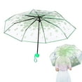 thumbnail image 1 of Durable Transparent Umbrella, High Appearance Internet Famous Umbrella, Compact Triple-Fold Mechanism Umbrella, Ideal for Teenagers & Female Personality Student Daily Use (Green), 1 of 9