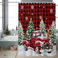 thumbnail image 4 of Christmas Shower Curtain Red Truck Pine Tree Forest Bathroom Curtains with Hooks, Waterproof Fabric Snowflake Reindeer Buffalo Plaid Bath Shower Curtains Set for Bathroom Bathtubs Decor 72x72 Inch, 4 of 9