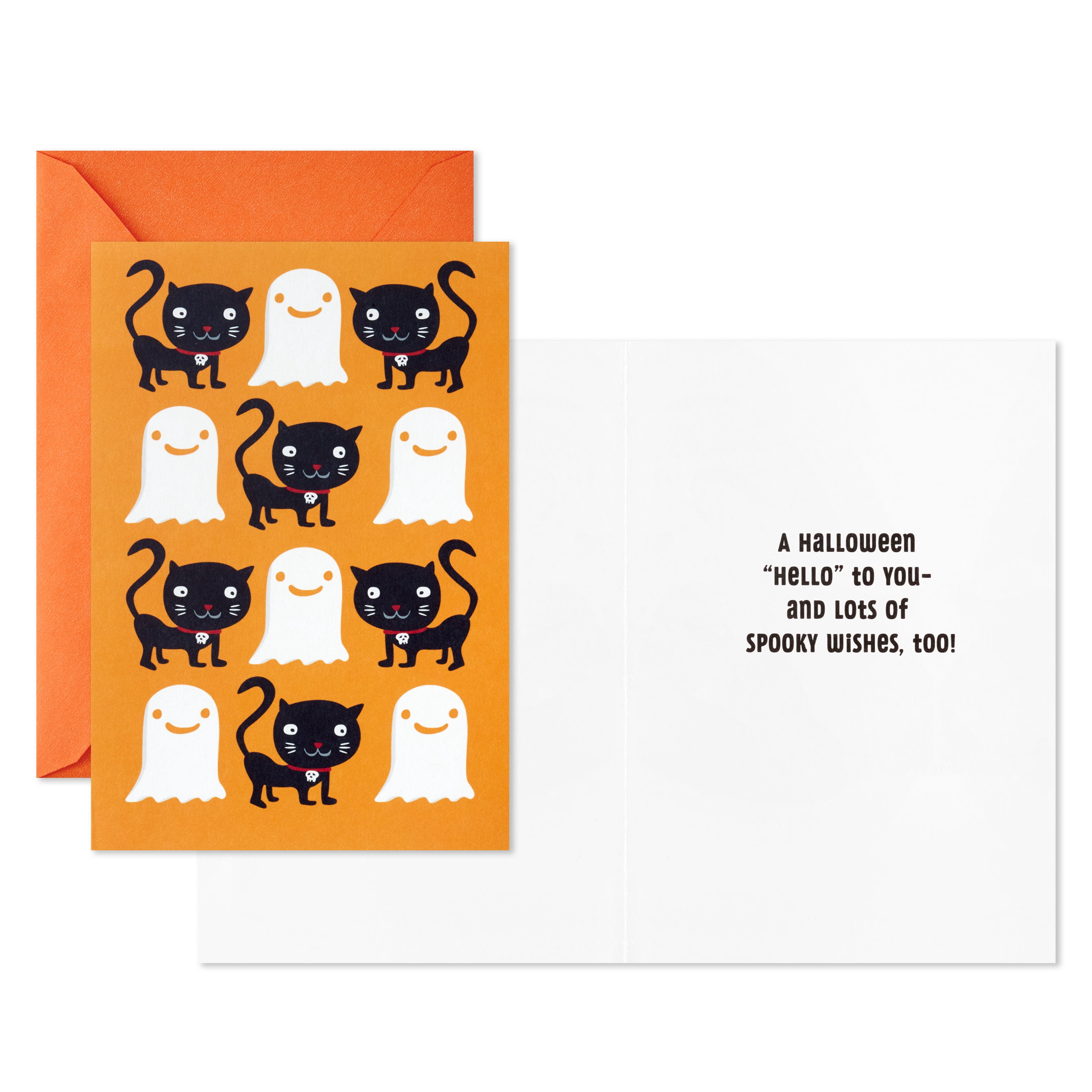 Hallmark Halloween Cards (Checkerboard Ghosts and Black Cats), 6 Count