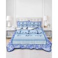 thumbnail image 2 of Full Size Quilt Bedding Set, Ocean Archor Reversible Summer Quilt 3 Pieces, Summer Rustic Nautical Coastal Beach Blue Stripes Lightweight Bedspreads Coverlets with 2 Pillow Shams for All Seasons, 2 of 5