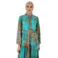 thumbnail image 3 of Brown - Turquoise - Shawl - Point Collar - Fully Lined - Modest Dress - Refka, 3 of 5