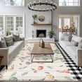 thumbnail image 3 of Easter Area Rugs 5'x8', Washable Small Throw Rugs for Classroom Bedroom, Spring Farmhouse Bunny Eggs Flower Black Plaid Indoor Outdoor Rug Non-Slip Low Pile Carpet Runner Reversible Floor Mats, 3 of 8