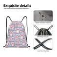 thumbnail image 5 of Drawstring Backpack - Striped Pink Pig Flowers Splash Proof Small Drawstring Gym Bag for Women Men, Cinch Sports String Bag Backpack for Travel Swimming Beach, 5 of 8
