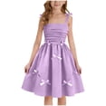 thumbnail image 3 of Feancey Mini Dresses for Girls Bow Sleeveless Cami Dress Ruched Casual Cute Dresses Spaghetti Strap Summer Sundress Birthday Gifts Purple 8-9 Years, 3 of 9