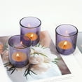 thumbnail image 4 of HofferRuffer Set of 6 Glass Votive Candle Holders, Tealight Candle Holder for Wedding Parties Holiday Festival and Home Decor, Purple, 4 of 8