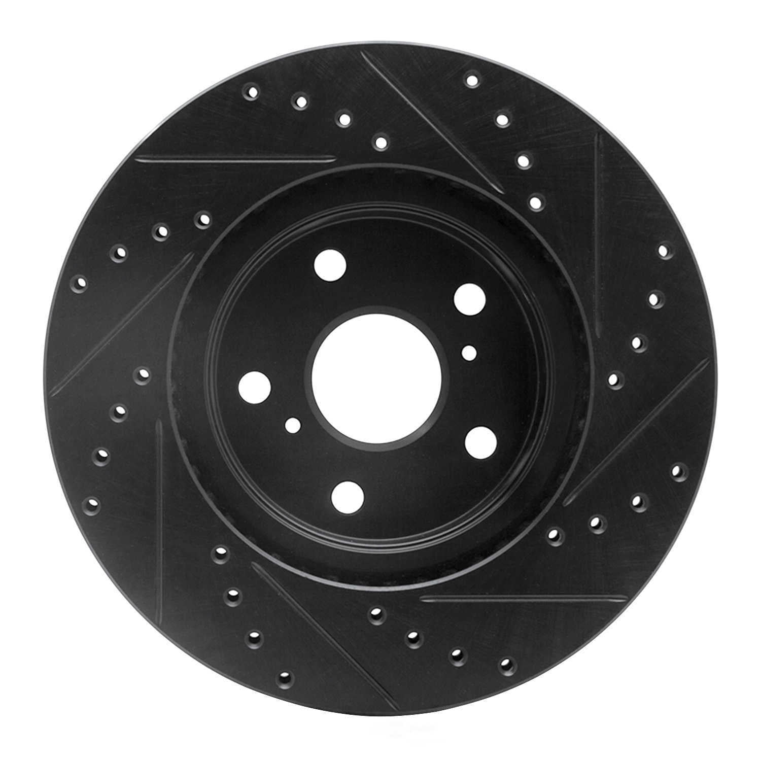 Dynamic Friction Company 633-76028L DFC Brake Rotor - Drilled And Slotted - Black
