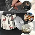 thumbnail image 4 of Yayeee Ashtray with Lid for Cigarette Smokeless Stainless Steel Home Ash Holder, Beige Christmas Plaid, 4 of 7