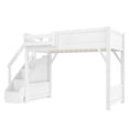 thumbnail image 6 of Twin Size Loft Bed with Stairs, Solid Wood Loft Beds Frame with Wardrobe, Gaming Loft Beds Twin with Storage Shelf for Teens Adults  (White), 6 of 7