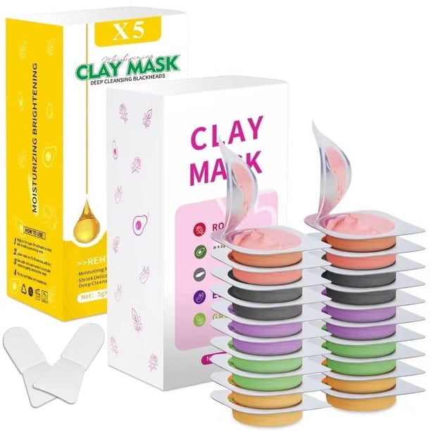 Set de mascarillas de arcilla Aaenouicfs, 20 cápsulas de té verde, cúrcuma y rosa